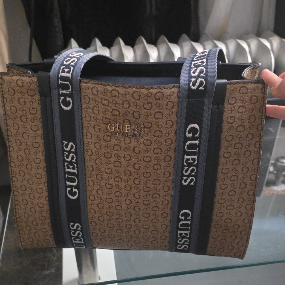 GUESS Monogram Brown and Black Messenger Bag